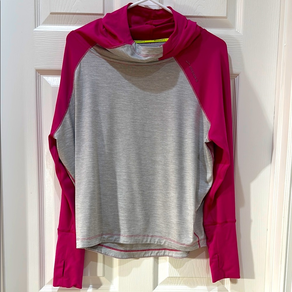Brooks Pink and Gray Athletic Hoodie